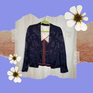 elevenses (Anthropologie) Navy Floral Blazer